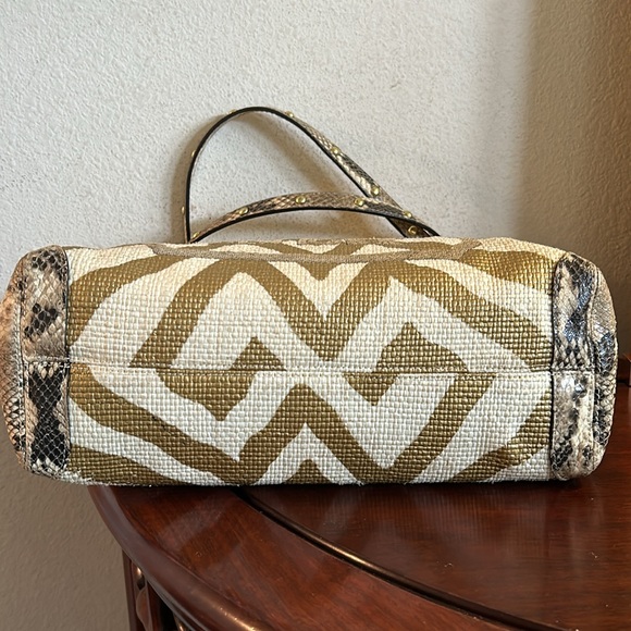 Coach Straw and Snake accented Satchel - Picture 6 of 13